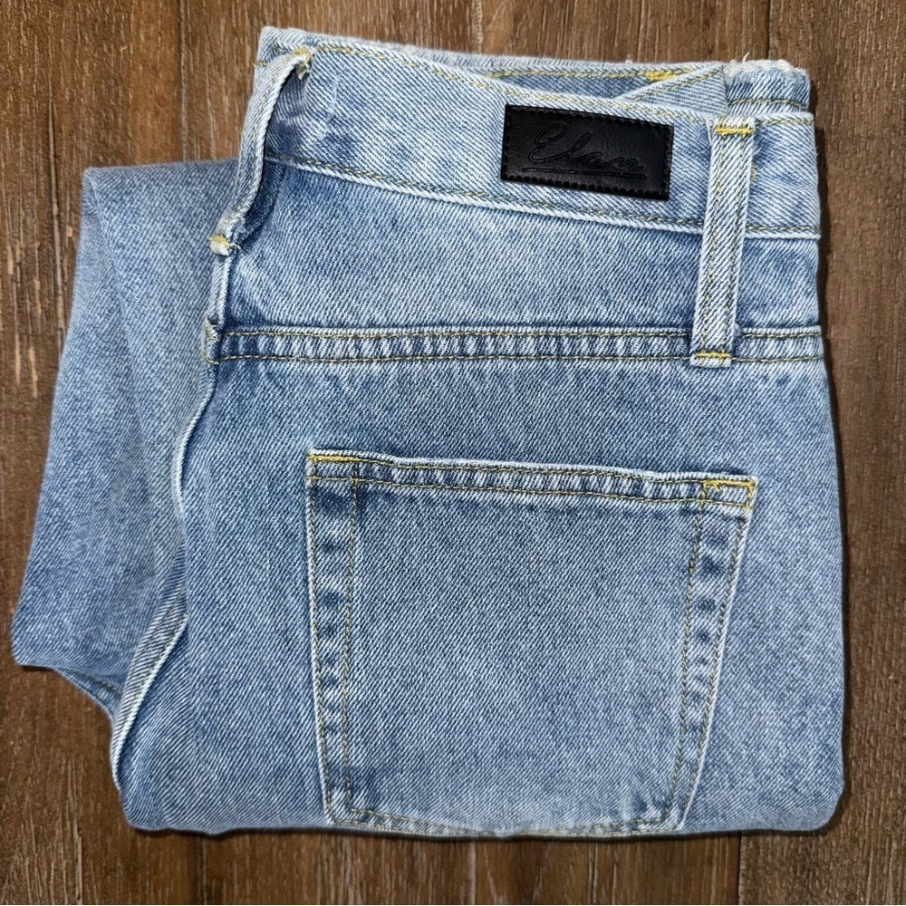 Elan High Rise Jeans Tapered S 24 25 Crossover Waist 90s Ankle Straight Leg Crop - Picture 11 of 11